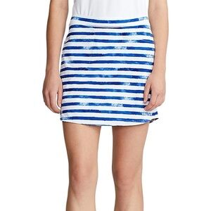 RLX Ralph Lauren New Size L‎ Printed Aim Golf Sport Skort Blue and White Stripe